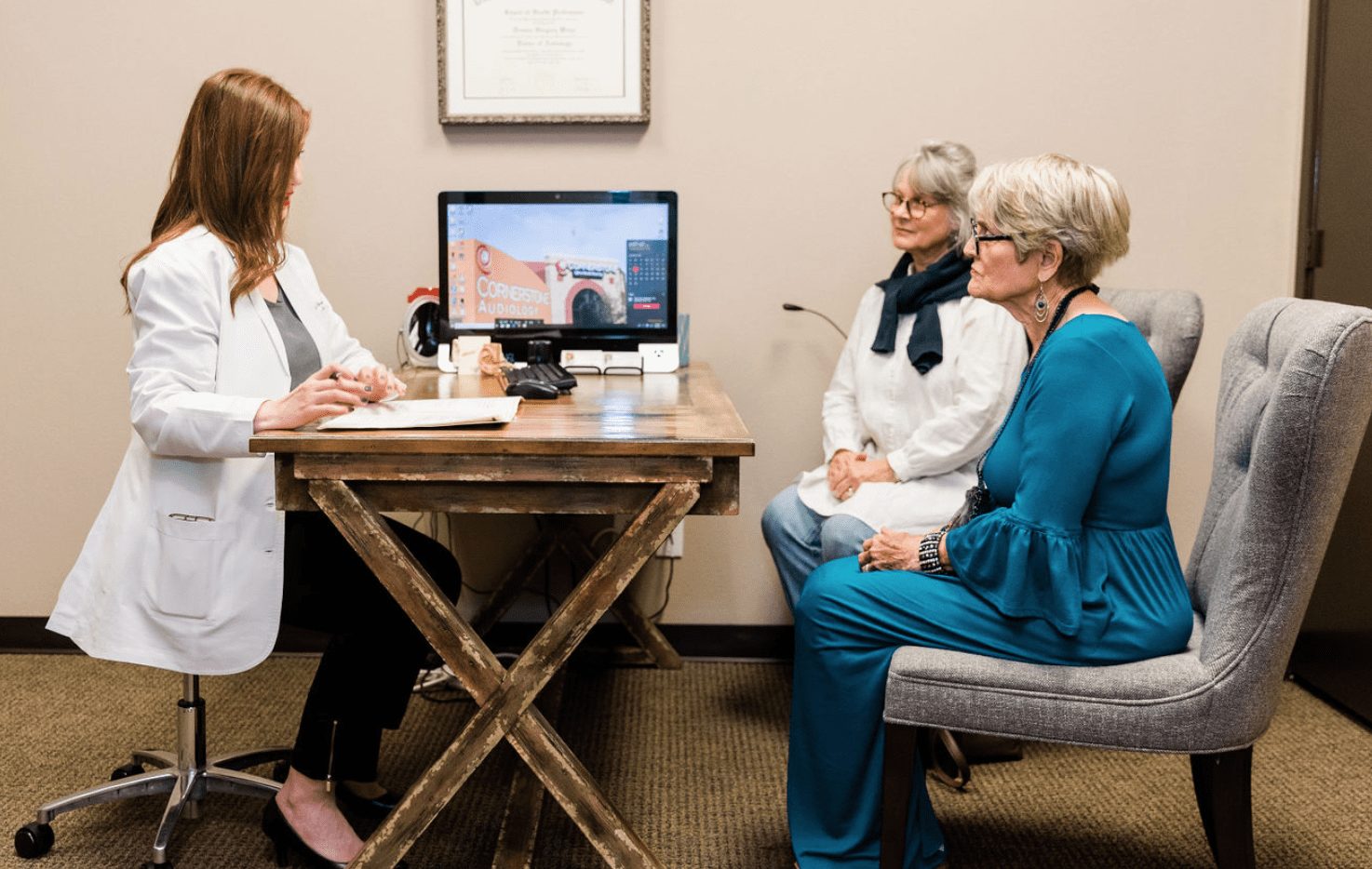 Patients receiving a consultation from Cornerstone Audiology Doctor